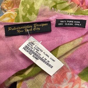 Pink Floral Wool Scarf
